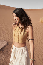 Desert Brown Tie Top ⋗⋙ Natural Dyed Handwoven Khadi Cotton