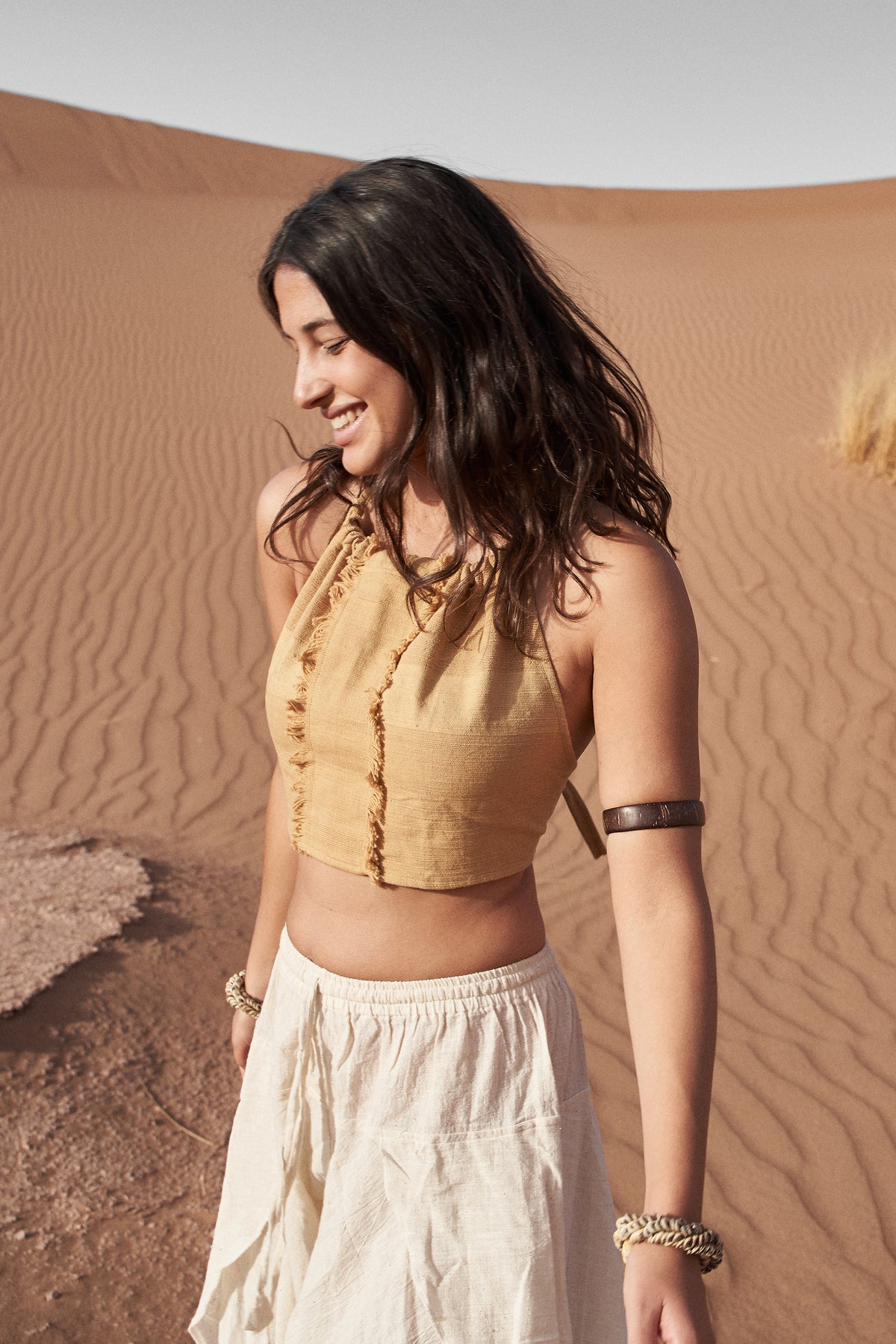 Desert Brown Tie Top ⋗⋙ Natural Dyed Handwoven Khadi Cotton