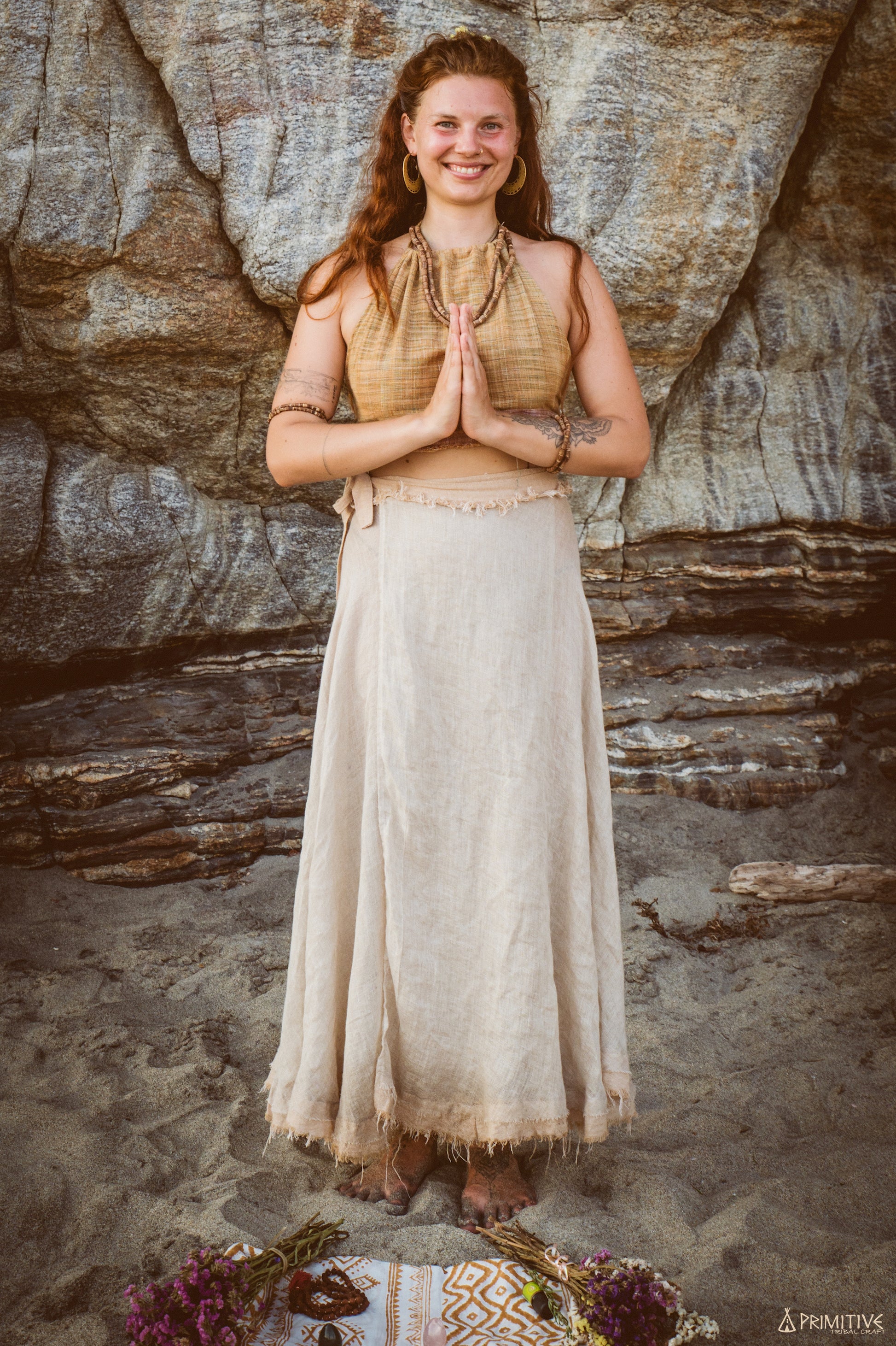 Earthy Wrap Skirt ๑⋙ Thin Linen