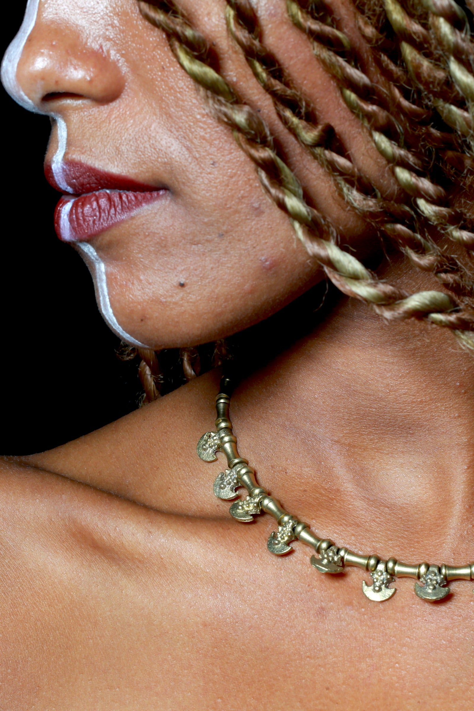 Tribal Brass Beaded Arrows Necklace