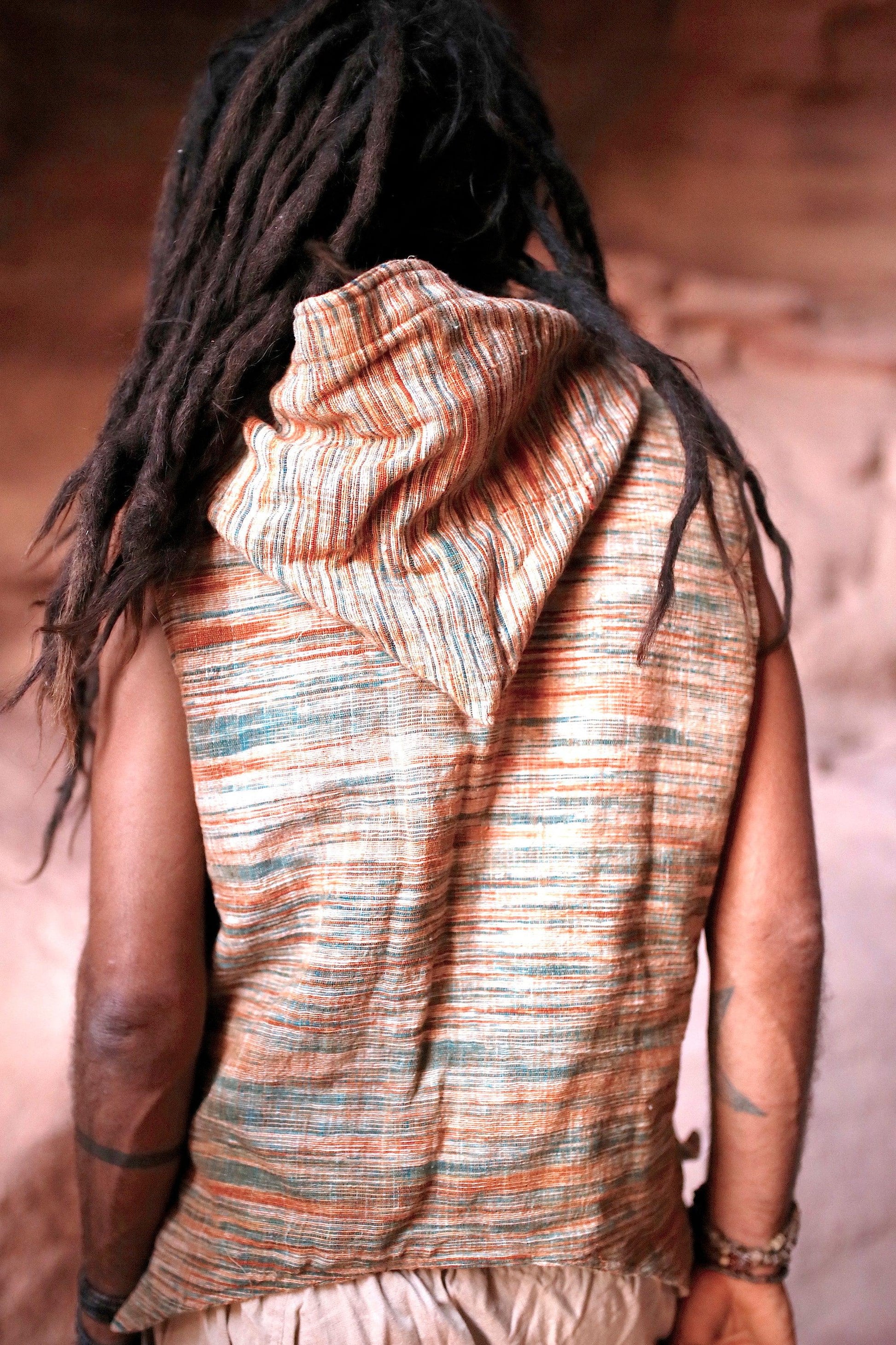 Tibetan Vest with Hoodie ๑⋙ Khadi Cotton