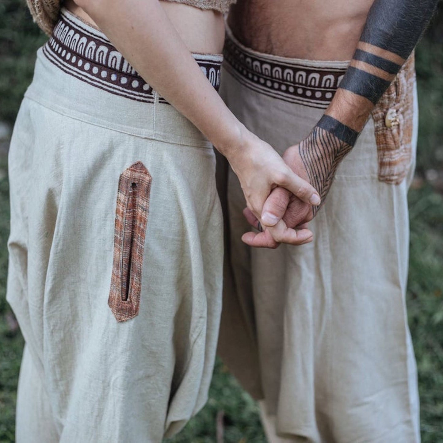 Hemp Cotton Harem Pants ⋗⋙ With Tribal Embroidery ⋗⋙ Unisex ⋘⋖