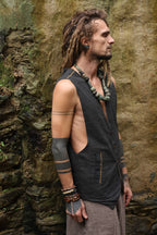 Black Embroidered Vest ⫸ Handwoven Cotton