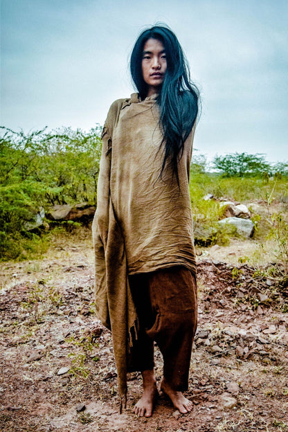 Earthy Raw Silk Shawl • Plant Dyed