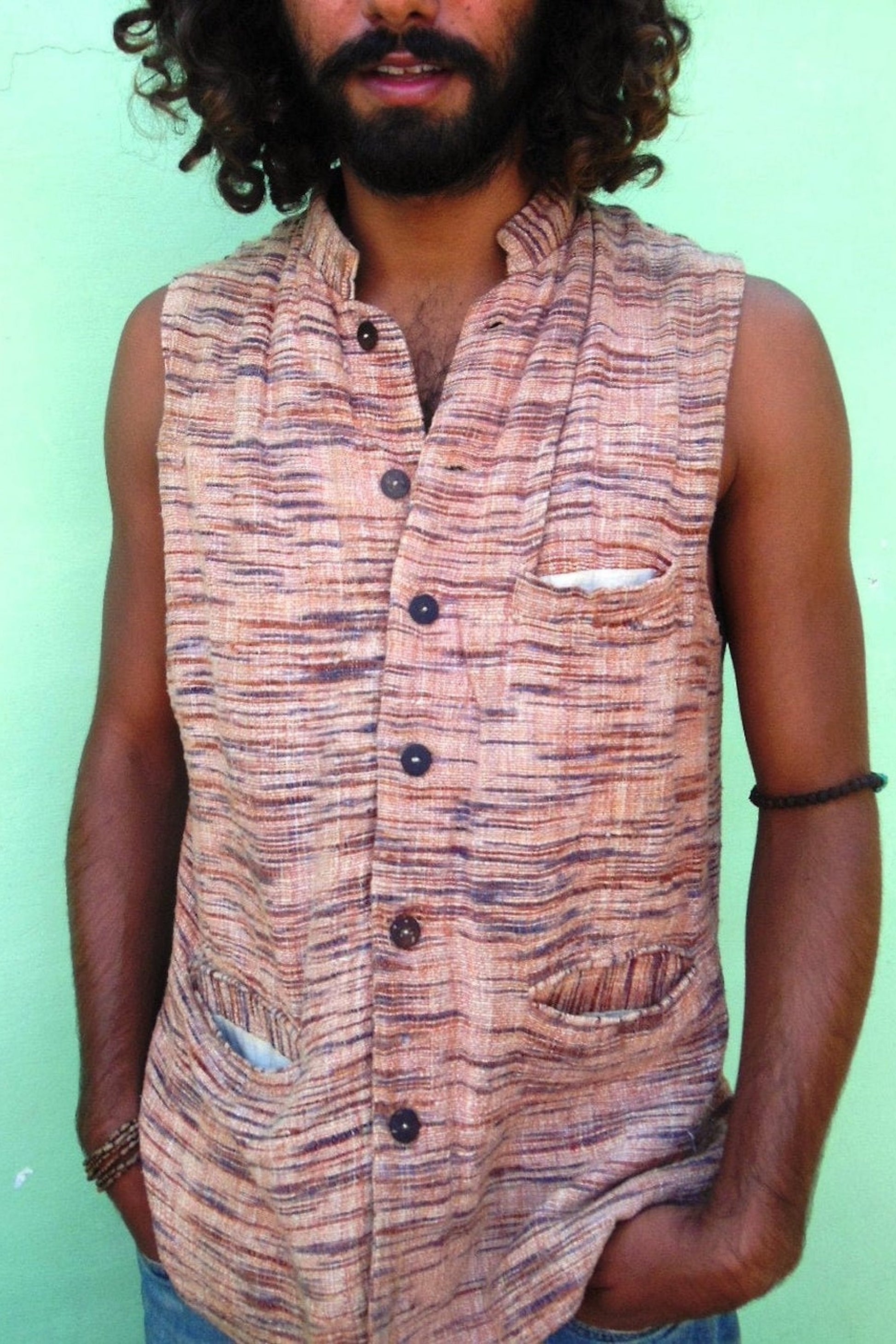 Khadi Cotton Vest with Collar