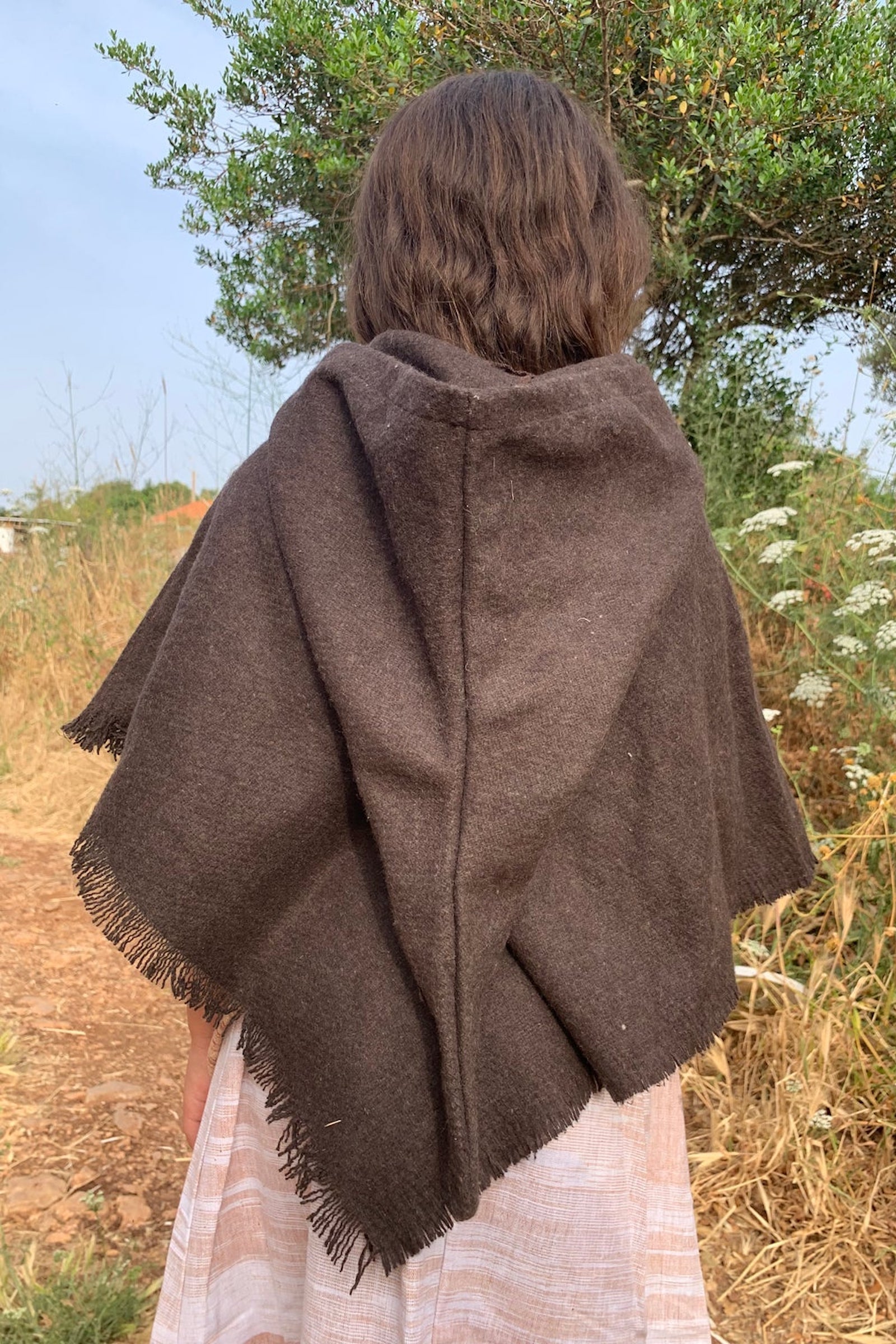 Thick Wool Poncho For Kids ⋙ Pure Handwoven Wool