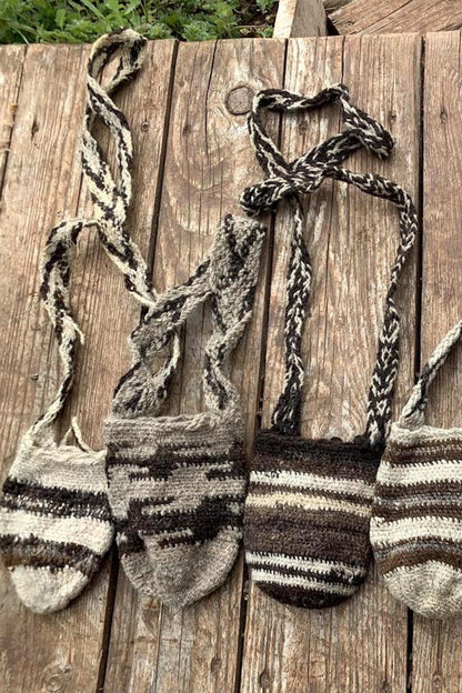 Arhuaco Inspired Tiny Mochila ⋙ Handstitched Tribal Patterns ⋙ Raw Wool