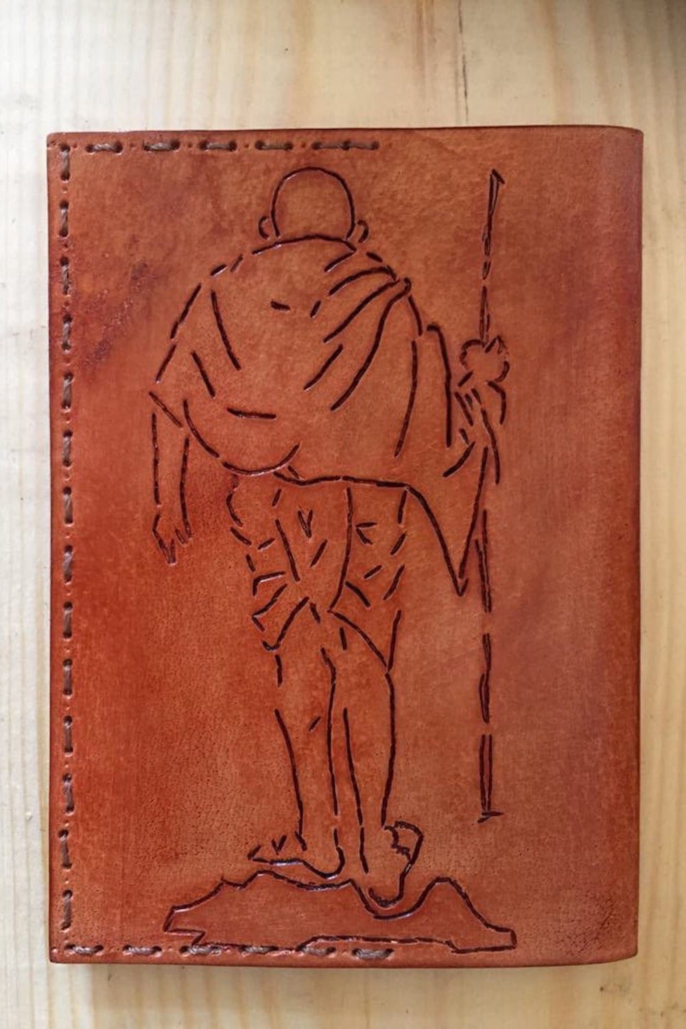 Gandhi Passport Cover ⋘⋙ Hand Carved Leather