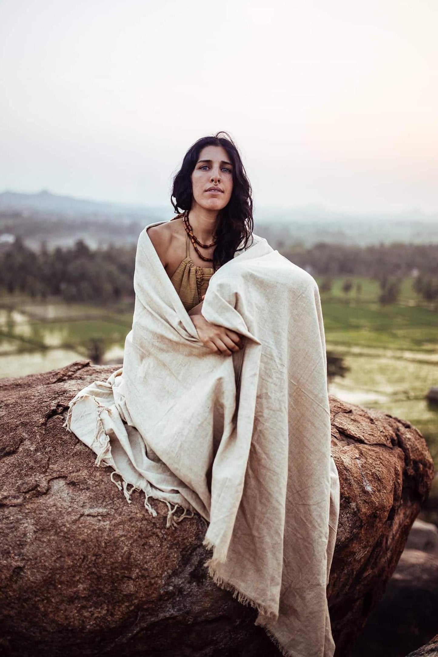 Large Wild Hemp Cotton Shawl ⋙ Wrap ⋙ Blanket ⋙ Handwoven Tribal Textile