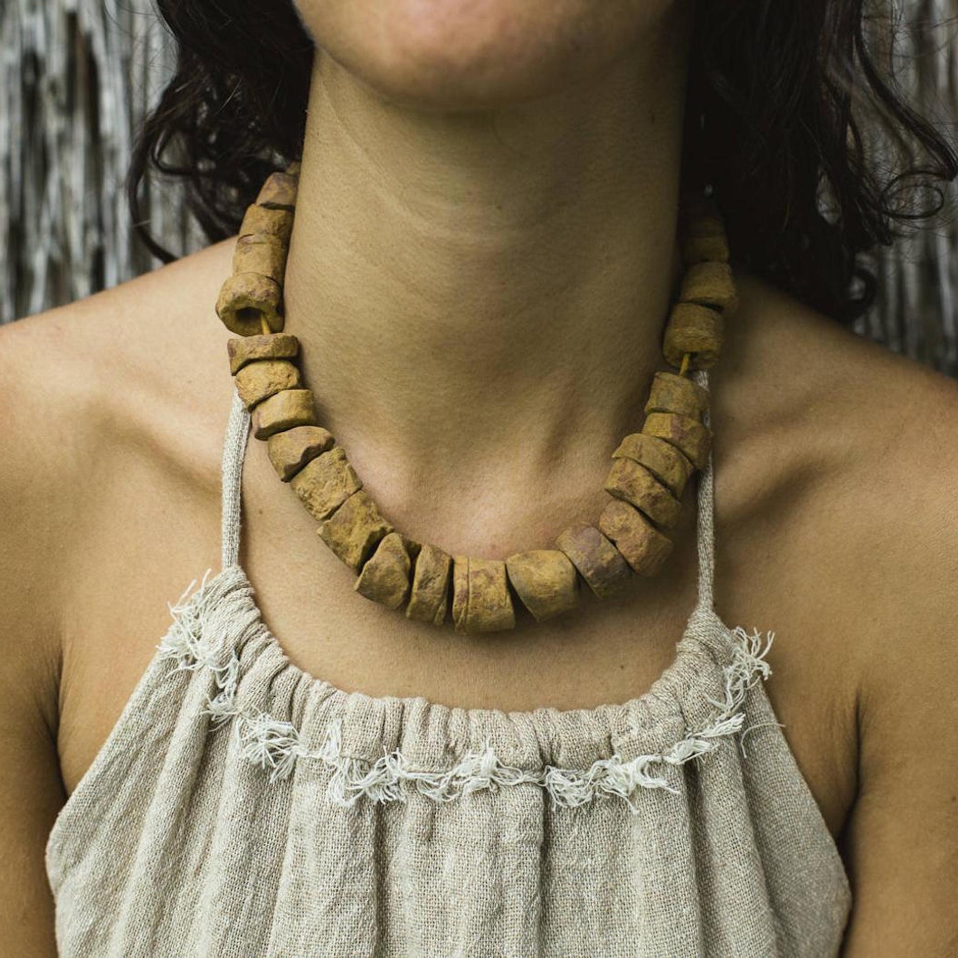 Tribal Burmese Clay Beads Necklace