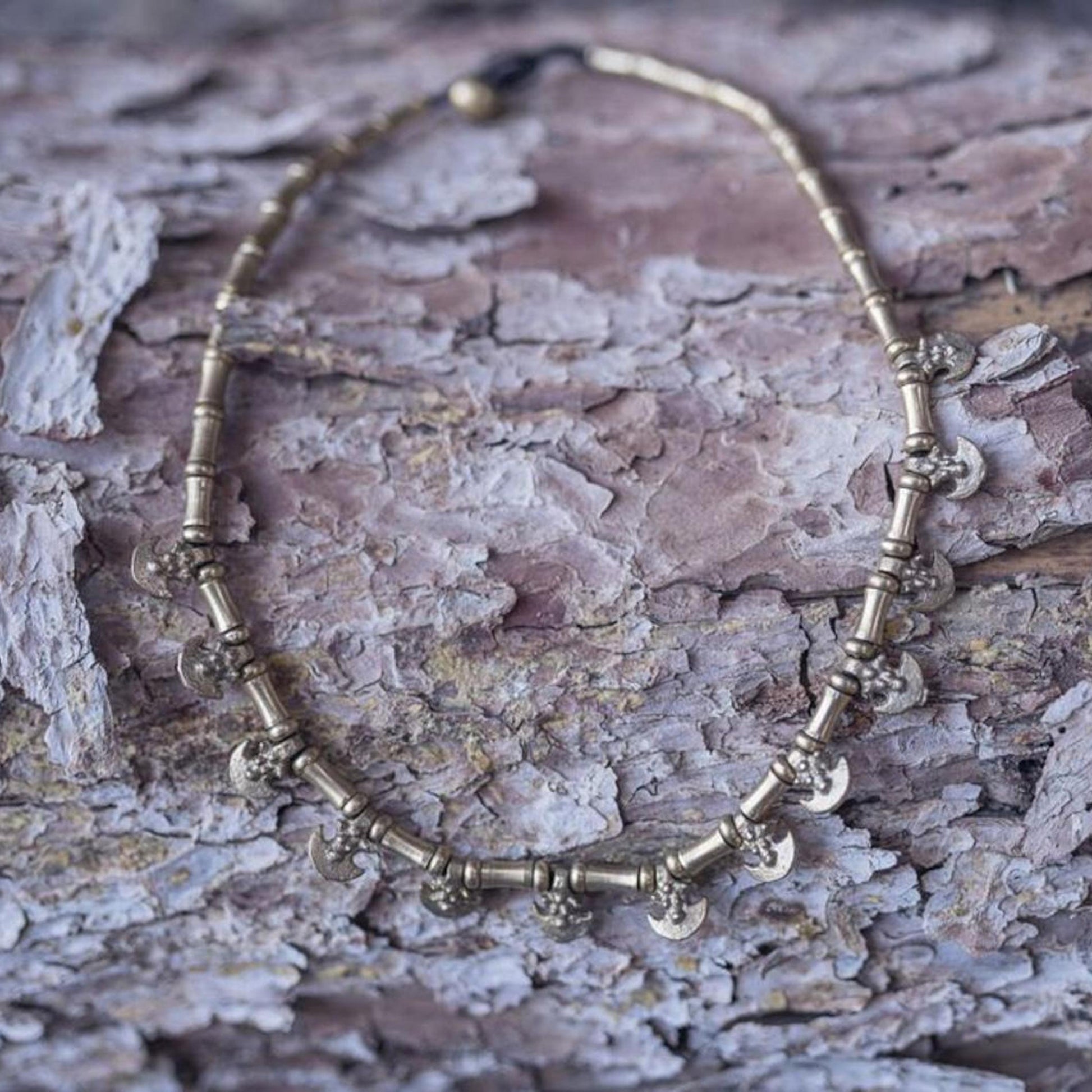 Tribal Brass Beaded Arrows Necklace