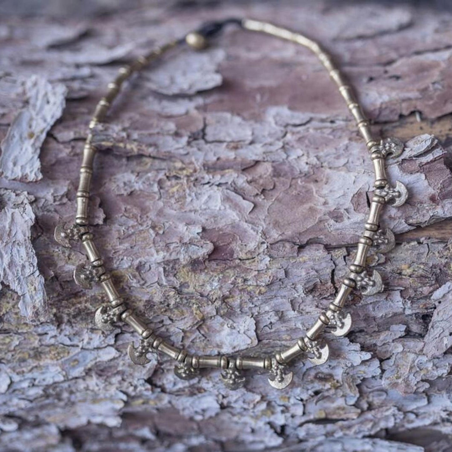 Tribal Brass Beaded Arrows Necklace