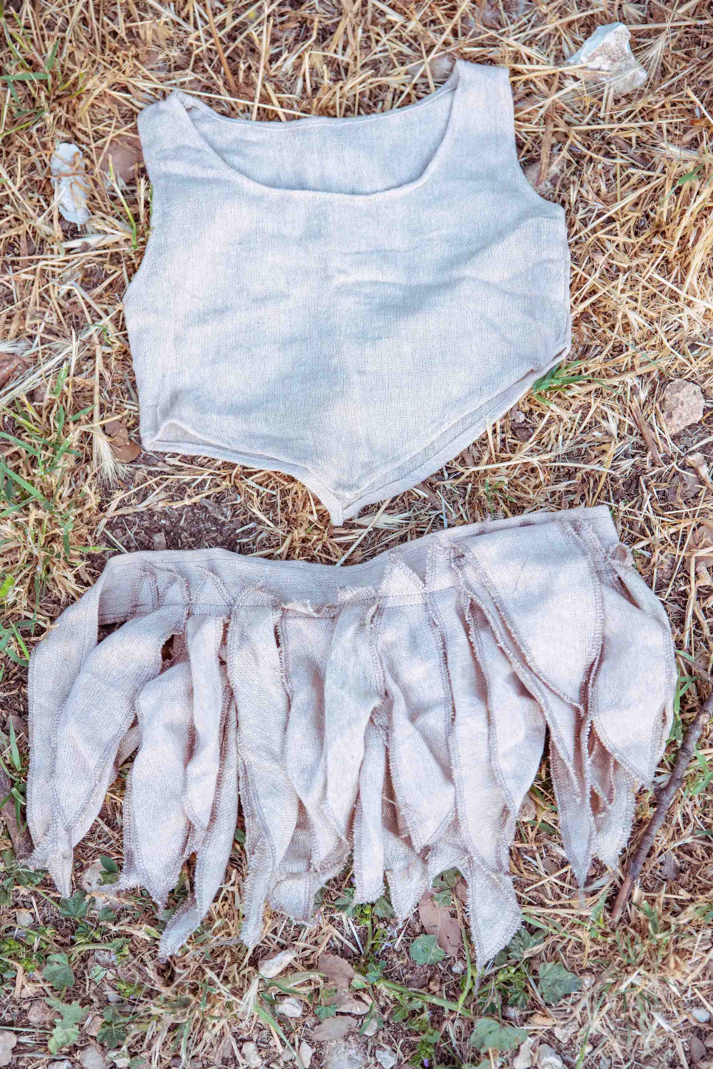 Natural Magic Leaves Outfit >>~•》 Pixie Skirt / Belt For Children + Earthy Pointy Girl Top >>~•》