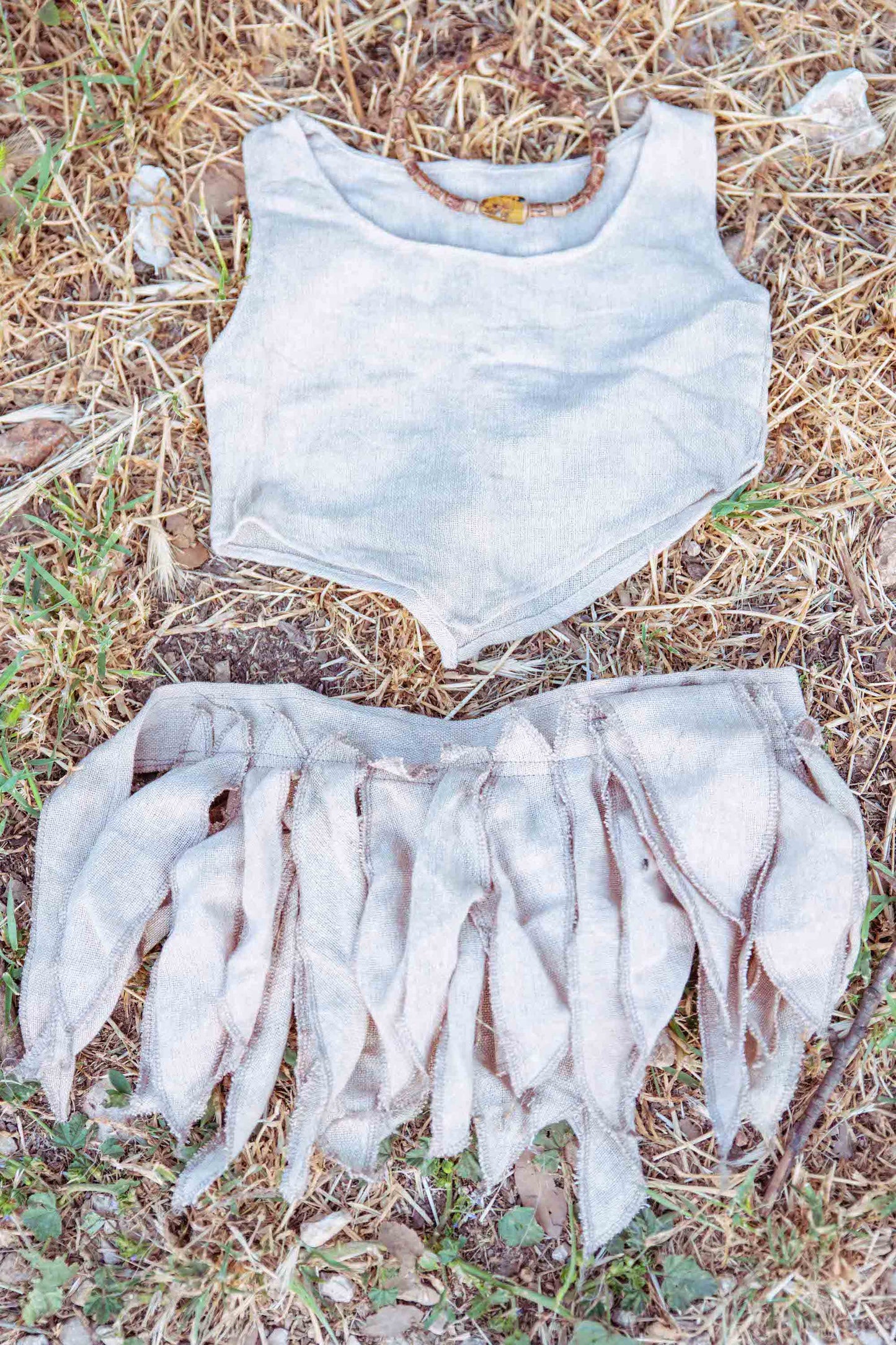 Natural Magic Leaves Outfit >>~•》 Pixie Skirt / Belt For Children + Earthy Pointy Girl Top >>~•》