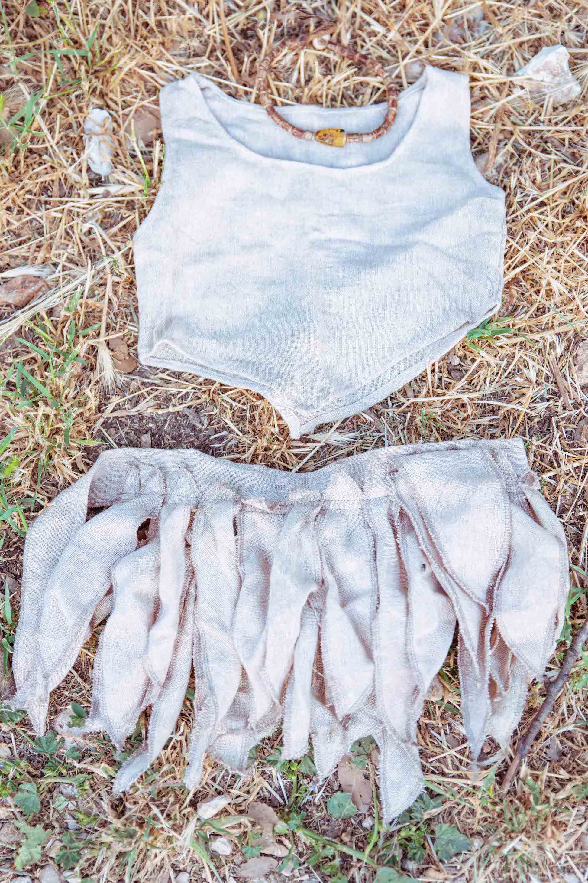 Natural Magic Leaves Outfit >>~•》 Pixie Skirt / Belt For Children + Earthy Pointy Girl Top >>~•》