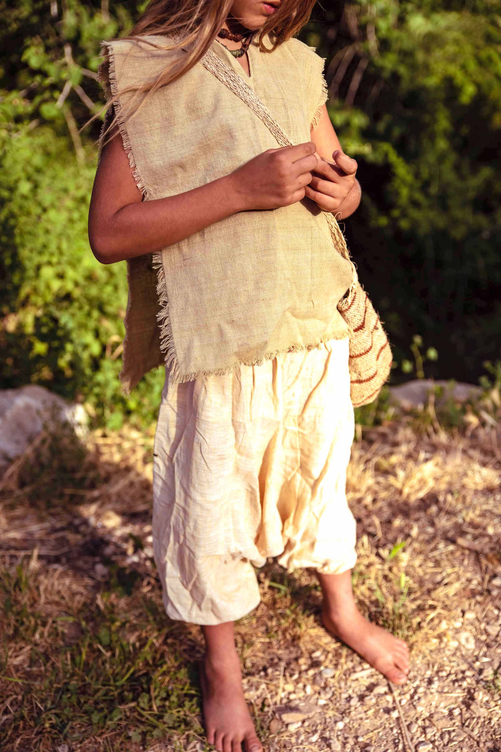 ~ 25% SALE ~ Earth Children Frayed Poncho ⋙⋘ Handwoven Hemp Cotton